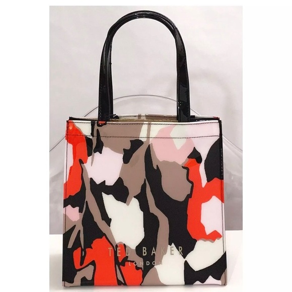 NWT TED BAKER Retro Flood Black Printed Icon Small Double Handle Tote Bag - Picture 2 of 8